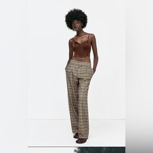 Zara Brown Satin Crop Top Size M